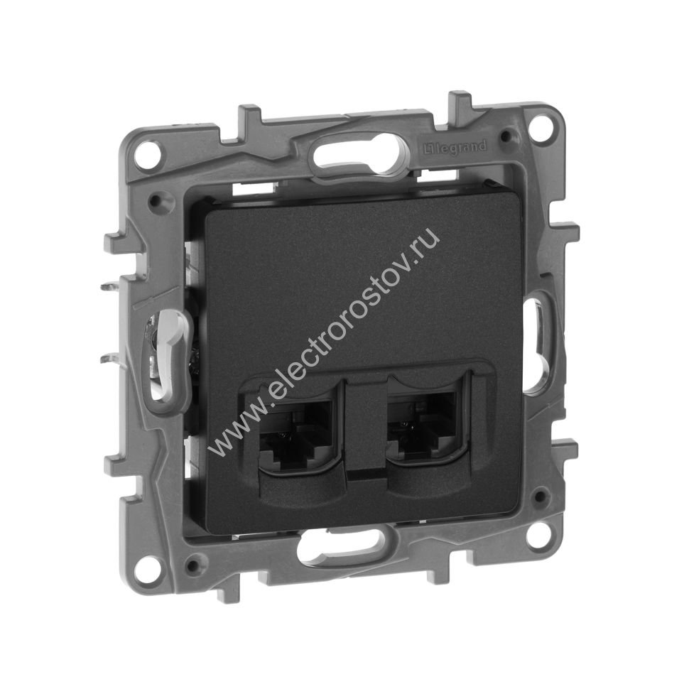 Etika Антрацит Розетка компьютерная 2-ая RJ-45, категория 5e Legrand