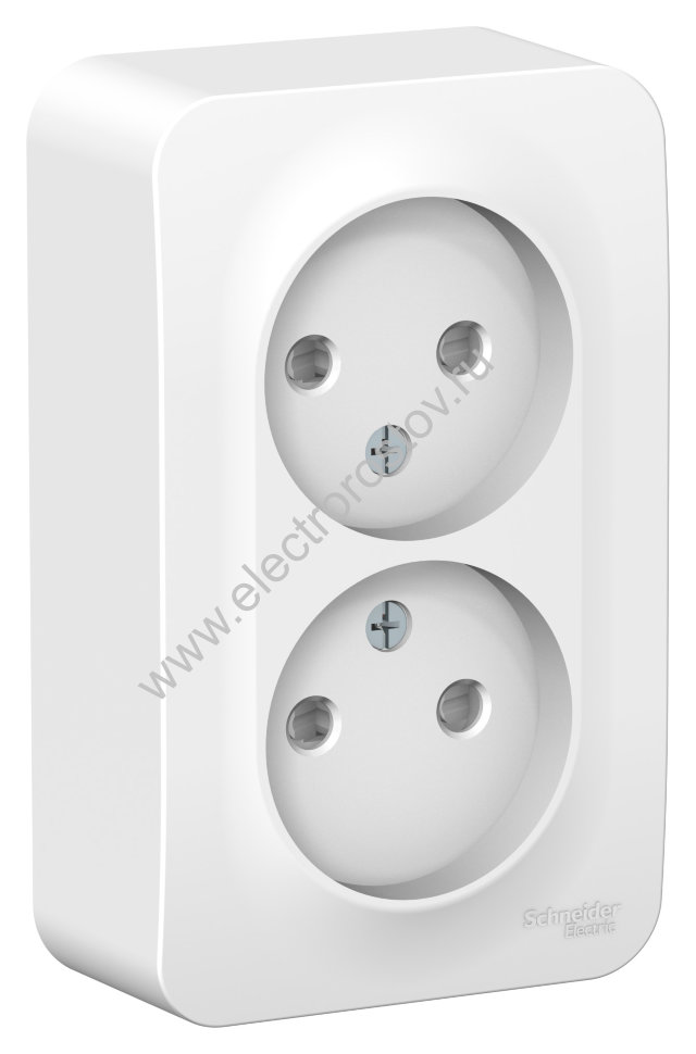 Blanca наруж Белый Розетка 2-ая б/з со шторками 16А, 250В, изолир. пластина Schneider Electric