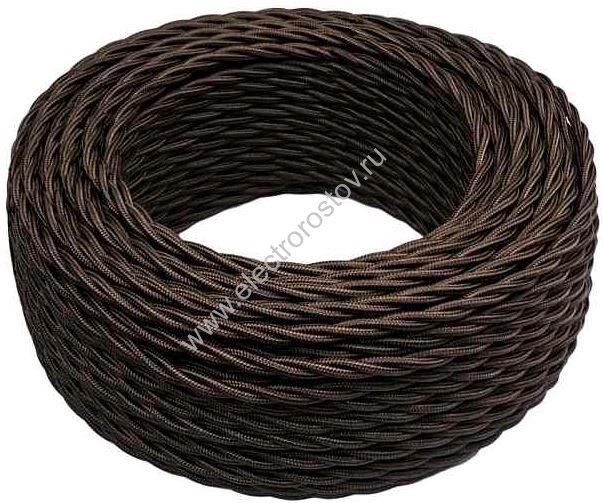 Витой провод 2*0,75, коричневый, глянец 20м