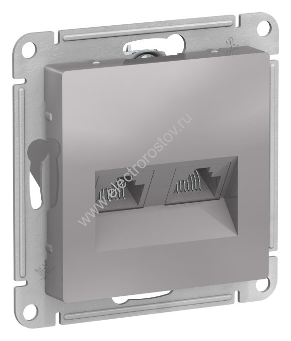 AtlasDesign Алюминий Розетка компьютерная 2-ая RJ45+RJ45, кат. 5e Schneider Electric