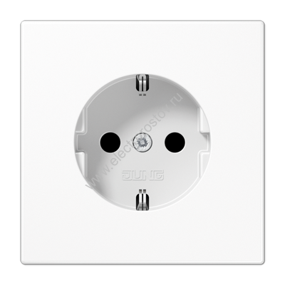 LS 990 Белый глянцевый Розетка с/з безвинт. зажим со шторками JUNG