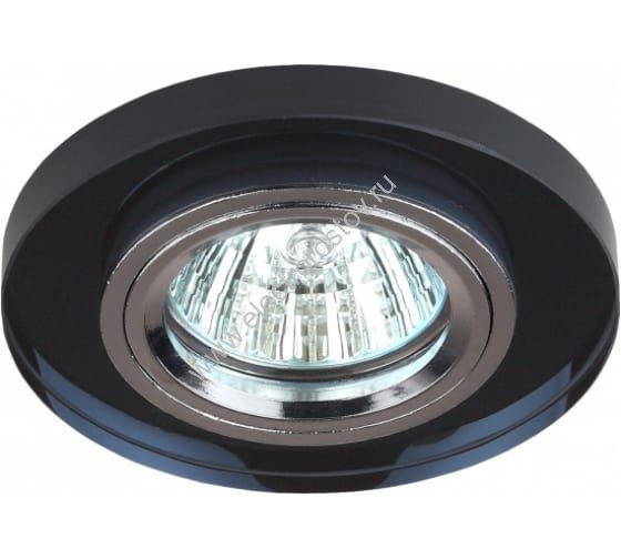 Светильник декор стекло круглое, хром/черный, MR16,12V, 50W ЭРА