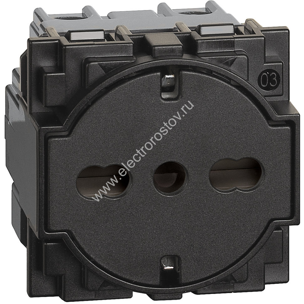 BT Living now Черный Розетка нем/итал стандарта с плоской лицевой панелью 10/16А 2 мод