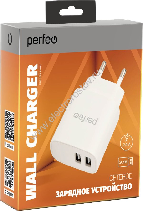 Зарядное устройство 2xUSB 2.4A PERFEO