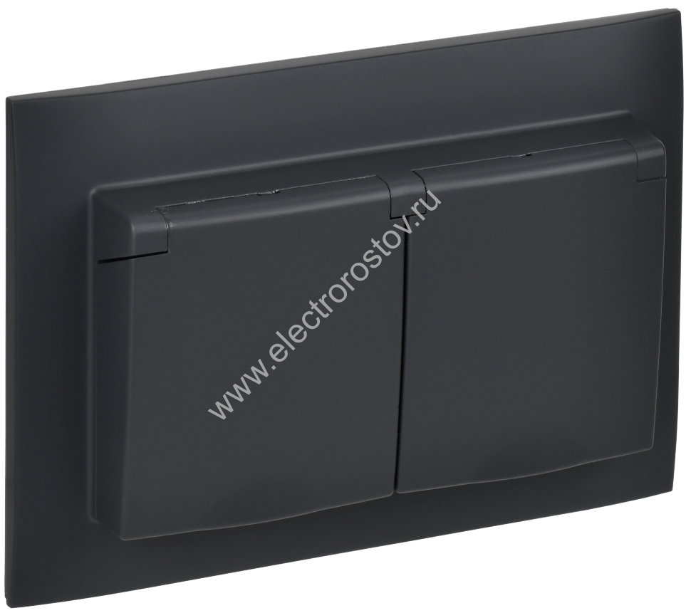 IEK SKANDY Графит Розетка 2-ая с/з с крышкой 16А в сборе IP44 SK-R12G