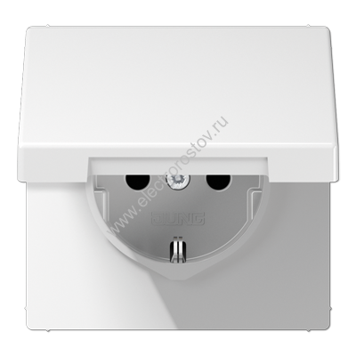 LS 990 Белый глянцевый Розетка с/з безвинт. с крышкой JUNG
