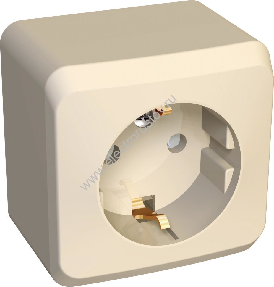 Этюд Крем Розетка 1-ая с/з со шторками Schneider Electric