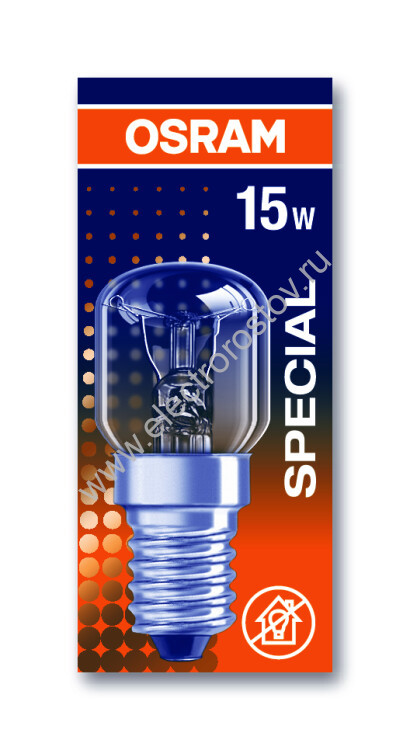 Лампа накаливания "мини" прозр. 15Вт Е14 220В для холод., швейн. машин OSRAM/Navigator