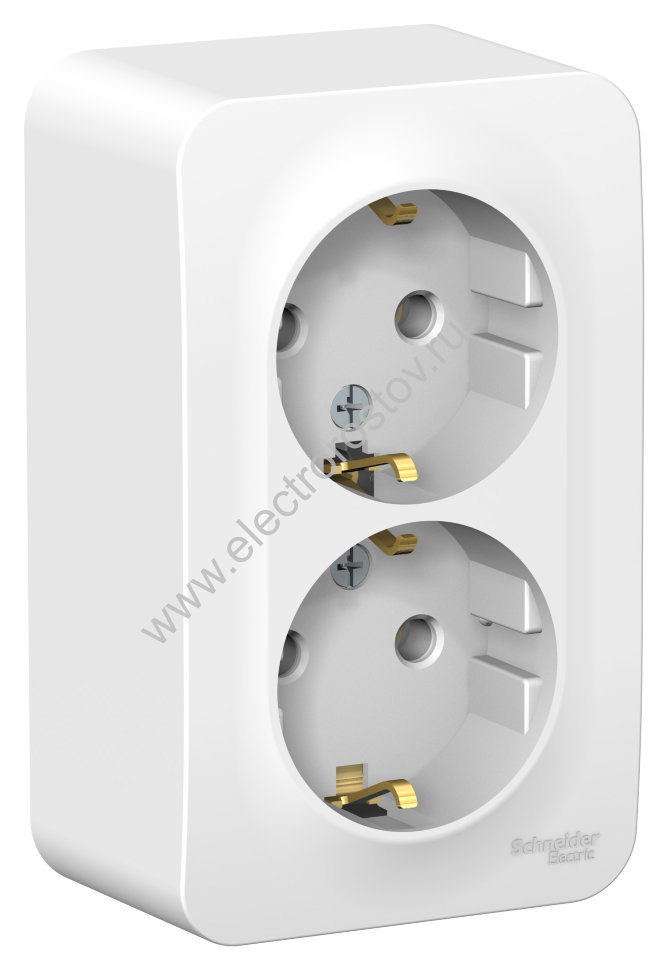 Blanca наруж Белый Розетка 2-ая с/з без шторок 16А, 250В, изолир. пластина Schneider Electric