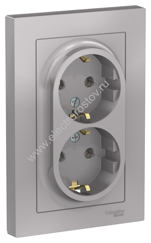 AtlasDesign Алюминий Розетка 2-ая с/з, в сборе Schneider Electric
