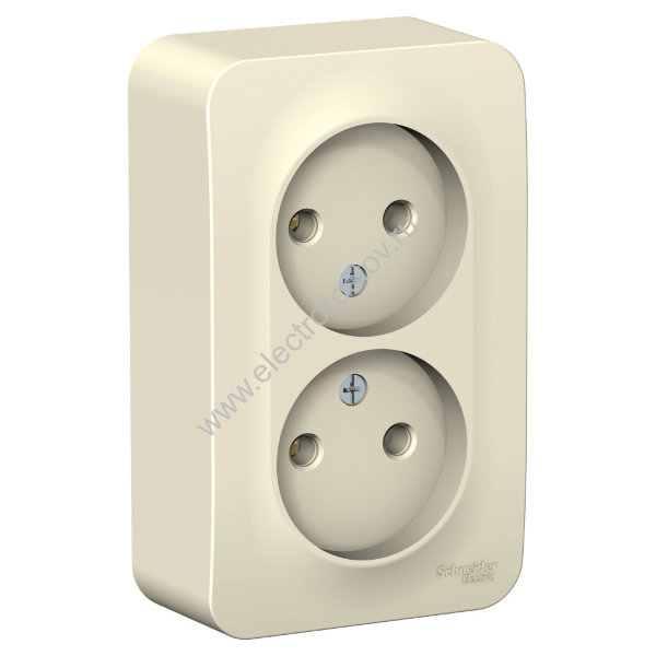 Blanca наруж Молочный Розетка 2-ая б/з без шторок 16А, 250В, изолир. пластина Schneider Electric