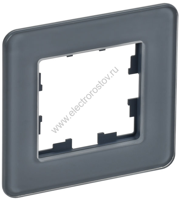 IEK BRITE DECOR Графит матовый стекло скругл.угол Рамка 1-м РУ-1-2-Бр RE