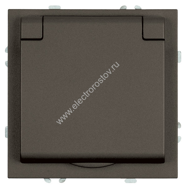 STEKKER Эмили Антрацит, soft touch Розетка 1-местная с крышкой с защ. шторками