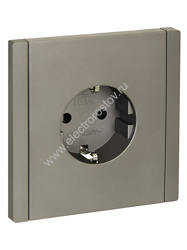 IEK FORTE&PIANO Сталь Розетка с/з со шт безвинтовое крепление 16А FP513