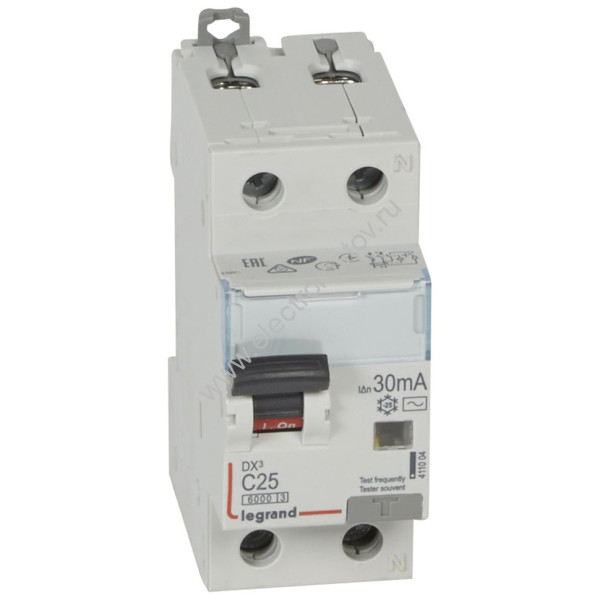 DX3 Автоматический выключатель диф. тока (АВДТ) 1P+N С25 30мA АС Legrand