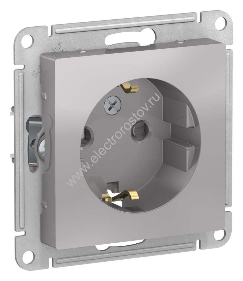 AtlasDesign Алюминий Розетка 1-ая с/з со шторками Schneider Electric