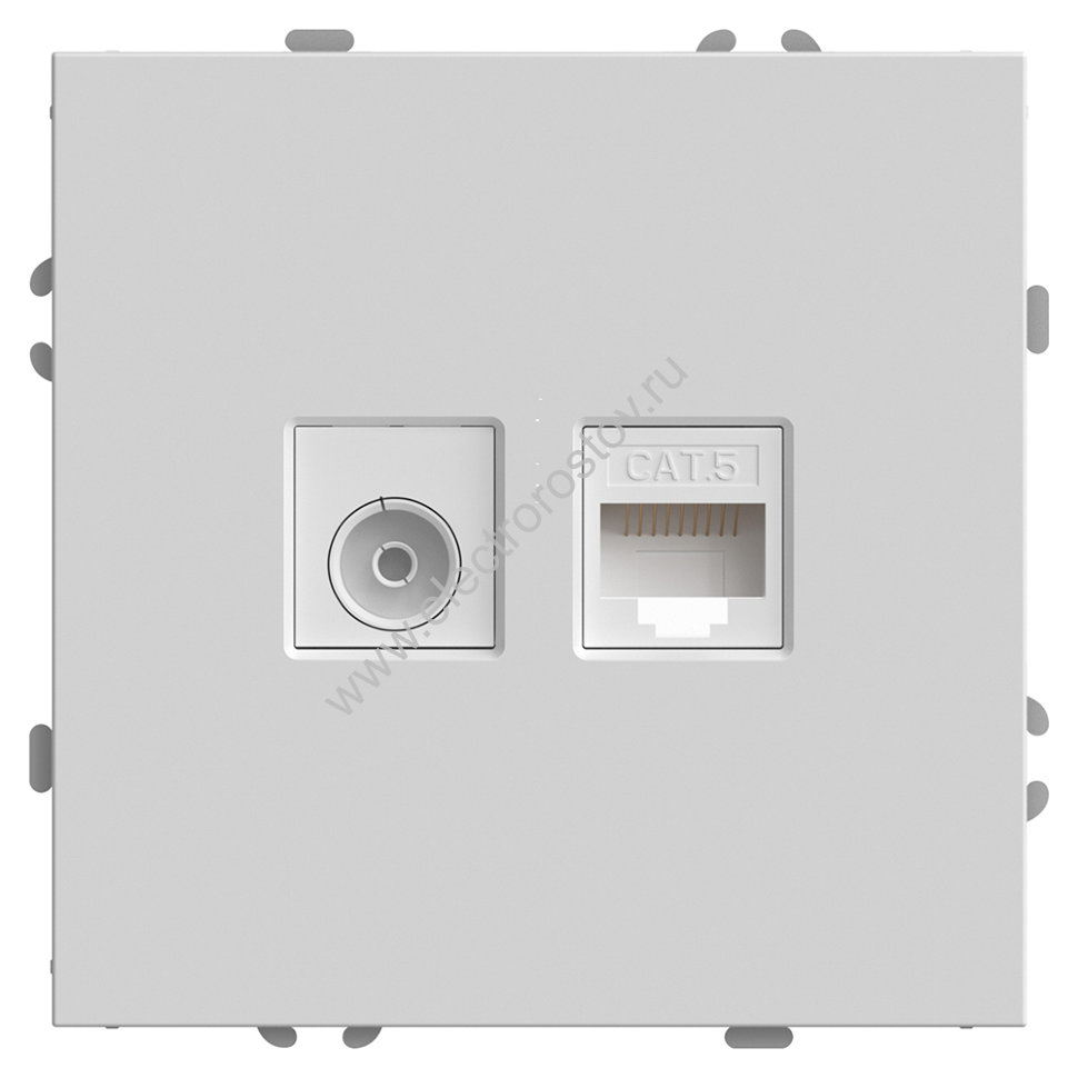 STEKKER Эмили Белый фарфор, soft touch Розетка TV + компьютерная RJ-45