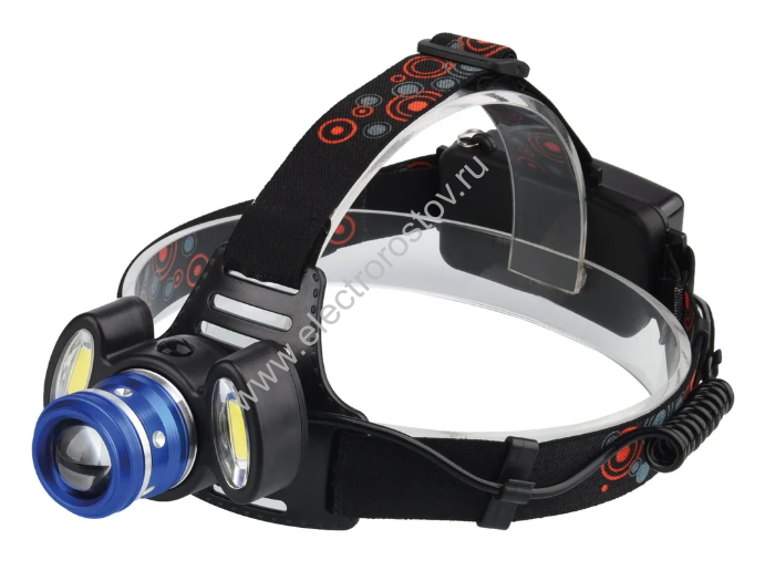 Фонарь налобный аккумуляторный 5 Вт + 2*3Вт+USB зарядка Smartbuy