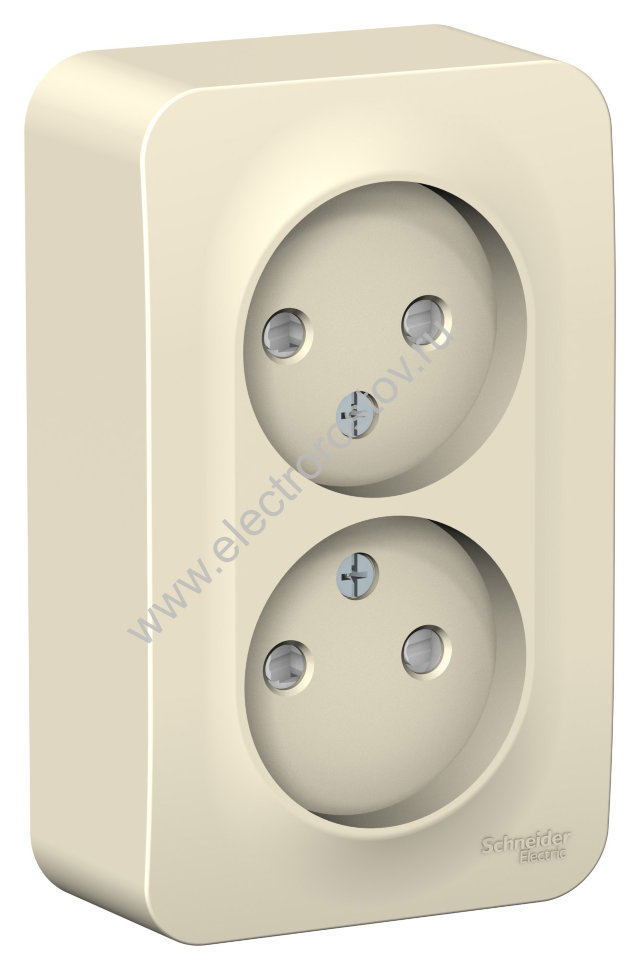 Blanca наруж Молочный Розетка 2-ая б/з со шторками 16А, 250В, изолир. пластина Schneider Electric