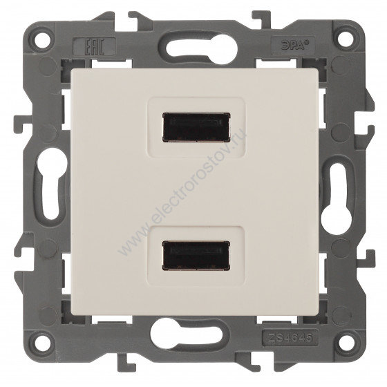 Elegance Слоновая кость Розетка 2хUSB, 5В-2100мА ЭРА