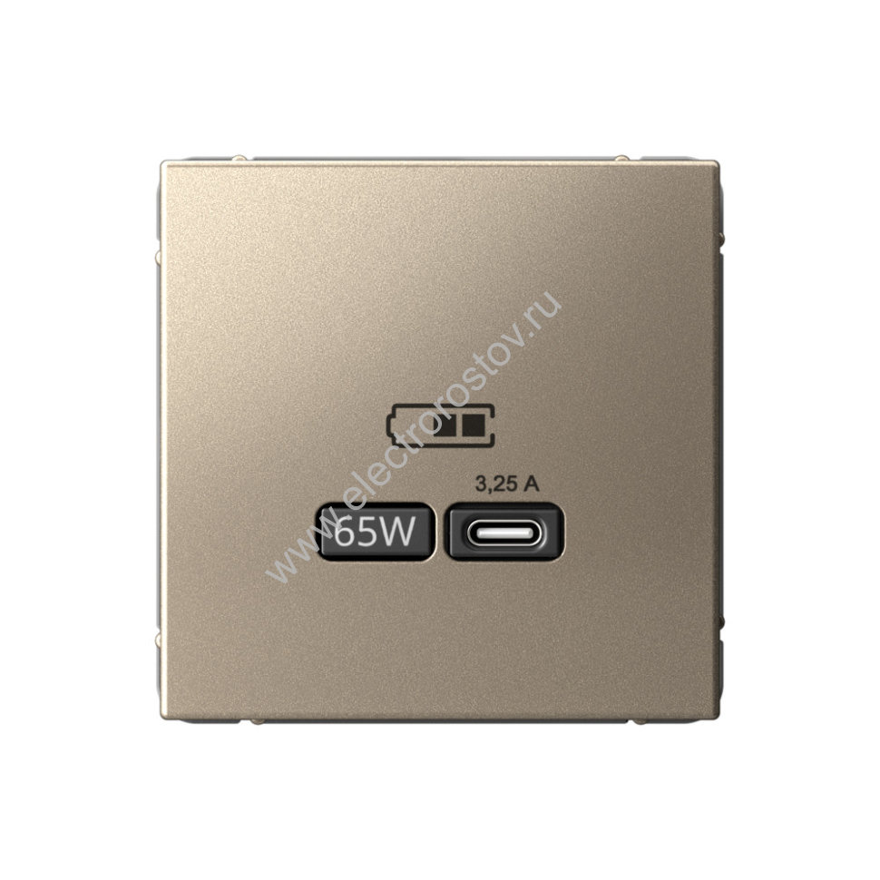 Systeme Electric ArtGallery Шампань USB Розетка тип-С 65Вт высокоскор.заряд. QC, PD, механизм 