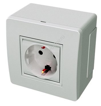 DKC Коробка в сборе с силовой розеткой, коричневая (розница)