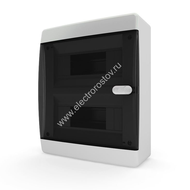 Щит накладной 18 модулей, дверь прозрачная черная, IP40 tekfor