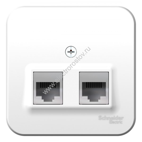 Blanca наруж Белый Розетка 2-ая ТЛФ/КОМП, RJ45+RJ11, кат.5E, изолир. пластина Schneider Electric