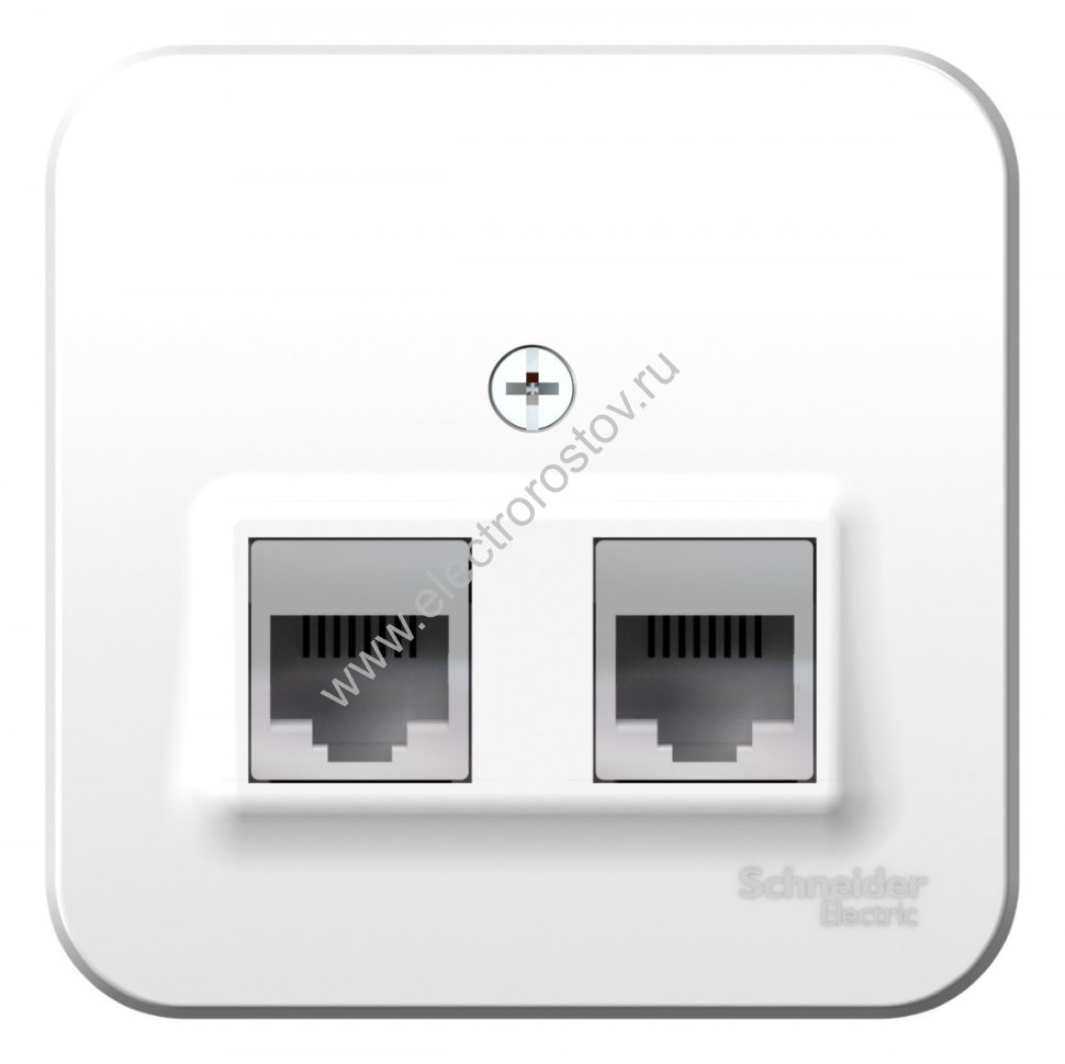 Blanca наруж Белый Розетка 2-ая ТЛФ/КОМП, RJ45+RJ11, кат.5E, изолир. пластина Schneider Electric