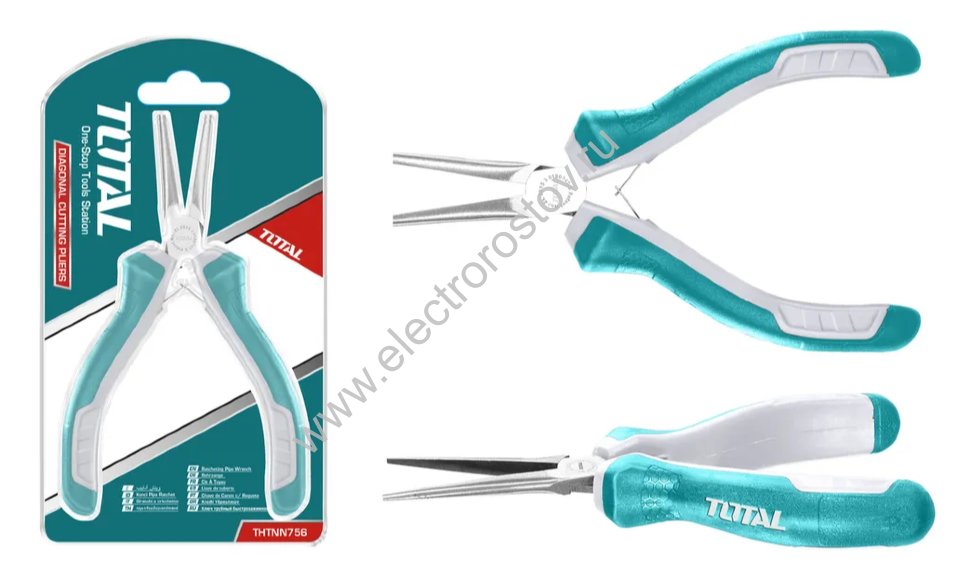 Мини длинногубцы 115мм прорезинен. рукоятка TOTAL