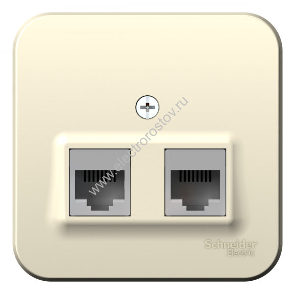 Blanca наруж Молочный Розетка 2-ая компьютерная RJ45, кат.5E, изолир. пластина Schneider Electric
