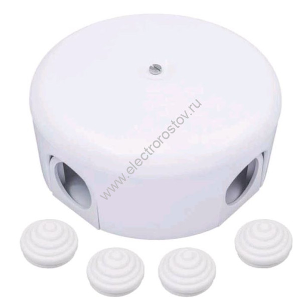 BIRONI ABS-пластик Белый Коробка распределительная D78*40мм ( 4 кабельных ввода в комплекте )