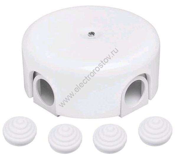 BIRONI Керамика Белый Коробка распределительная 78х30мм (4 кабельных ввода в комплекте)