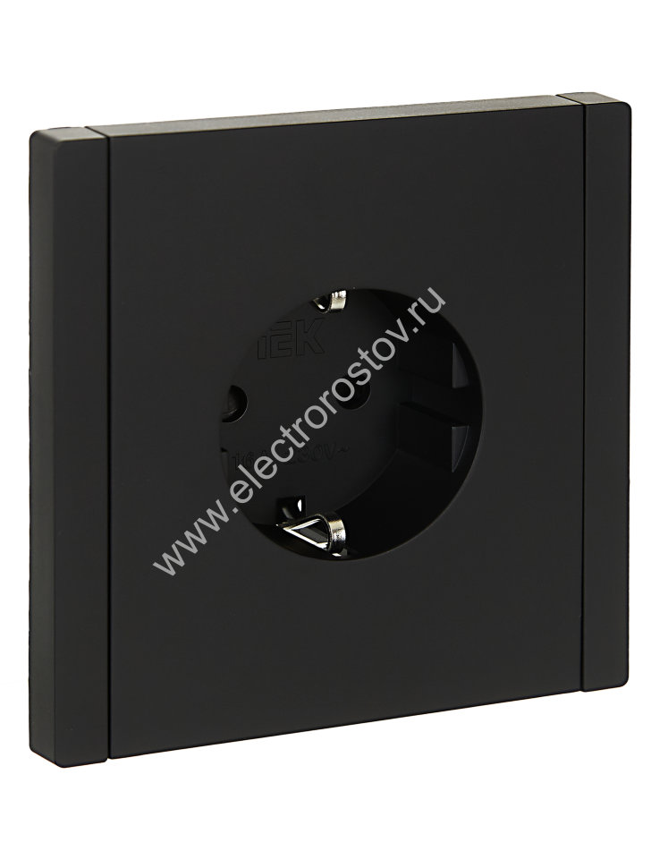 IEK FORTE&PIANO Черный Розетка с/з со шт винтовое крепление 16А FP115