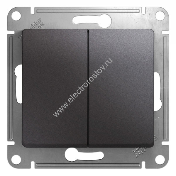 Glossa Графит Выключатель 2-клавишный Schneider Electric