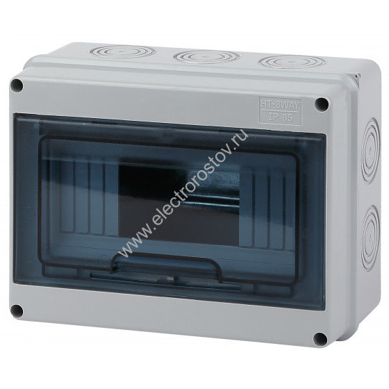 Щит накладной КМПн-8 модулей, дверь прозрачная черная, IP65 ЭРА