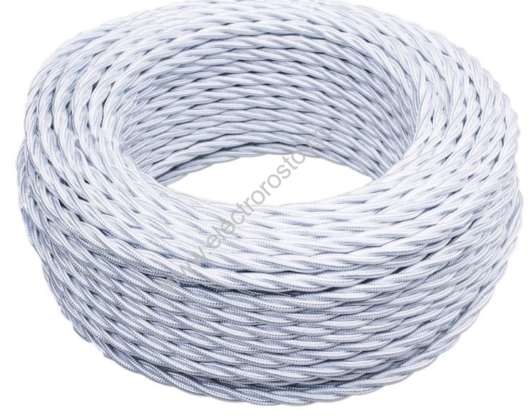 Витой провод 2*0,75, белый, глянцевый 50м