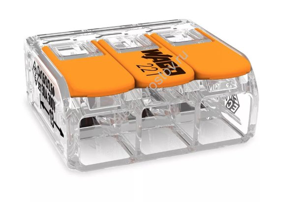 Клемма (макс. 6мм²) для всех типов проводников 3х0,08-6мм² WAGO