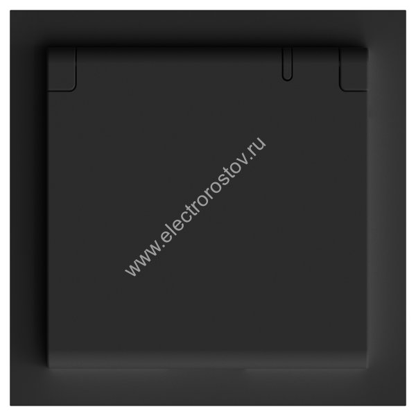 Розетка 1-местная с крышкой с защ. штор, STEKKER, с/з, 250В, 16А, серия Эмили, , черный