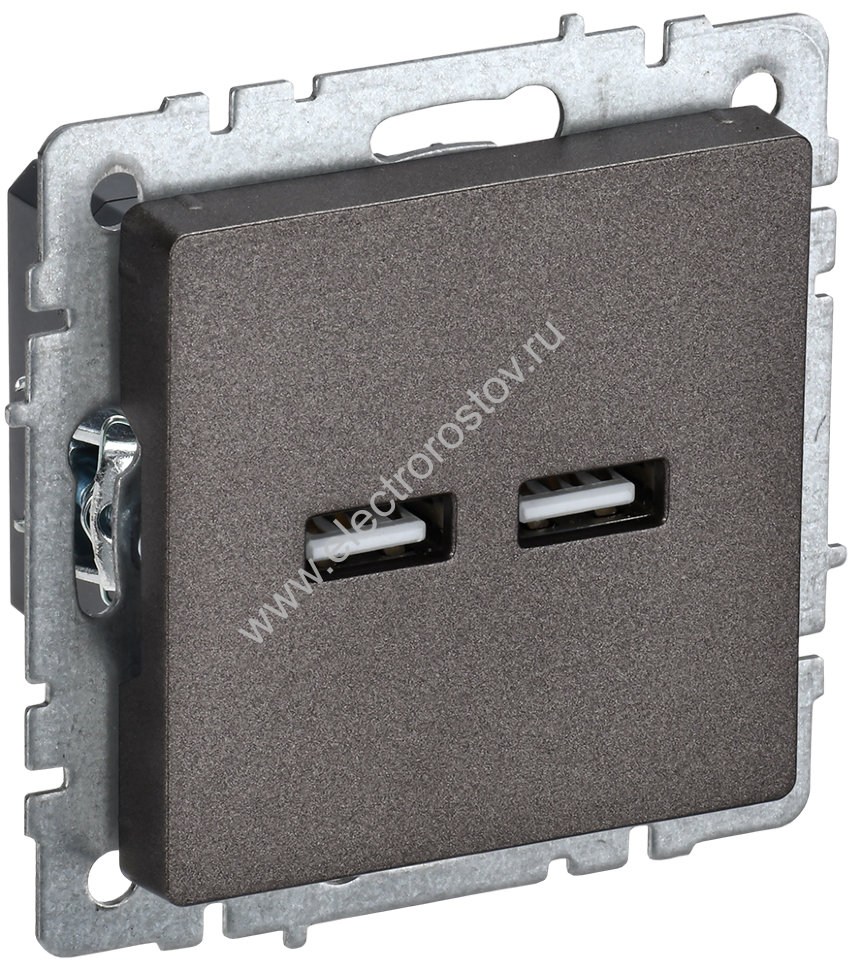 IEK BRITE BASE Темн.бронза Розетка USB A+A 3,1А РЮ10-1-БрТБ