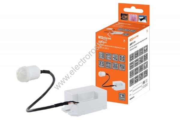 Датчик движения скрытый ДДСк-01 800Вт, 5сек/8мин, 6м, 10/2000лк, 120(сбоку)+360(сверху) гр, TDM