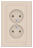AtlasDesign Беж Розетка 2-ая без заземления, в сборе Schneider Electric