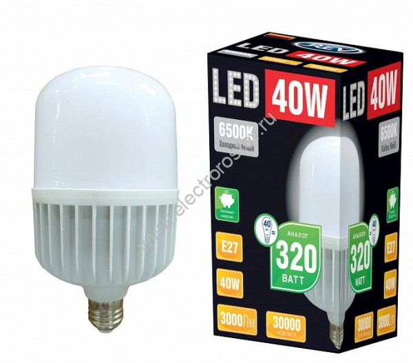 Лампа светодиодная LED 40Вт E27 6500K REV