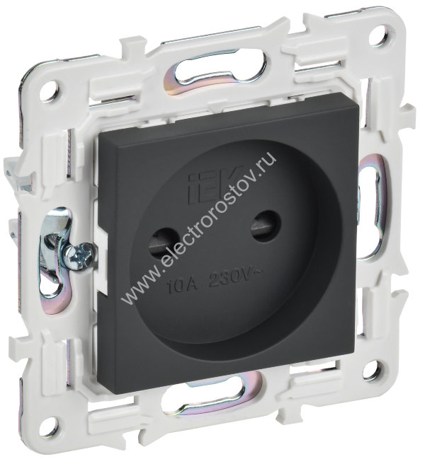 IEK SKANDY Графит Розетка б/з с защитными шторками 10А SK-R01G