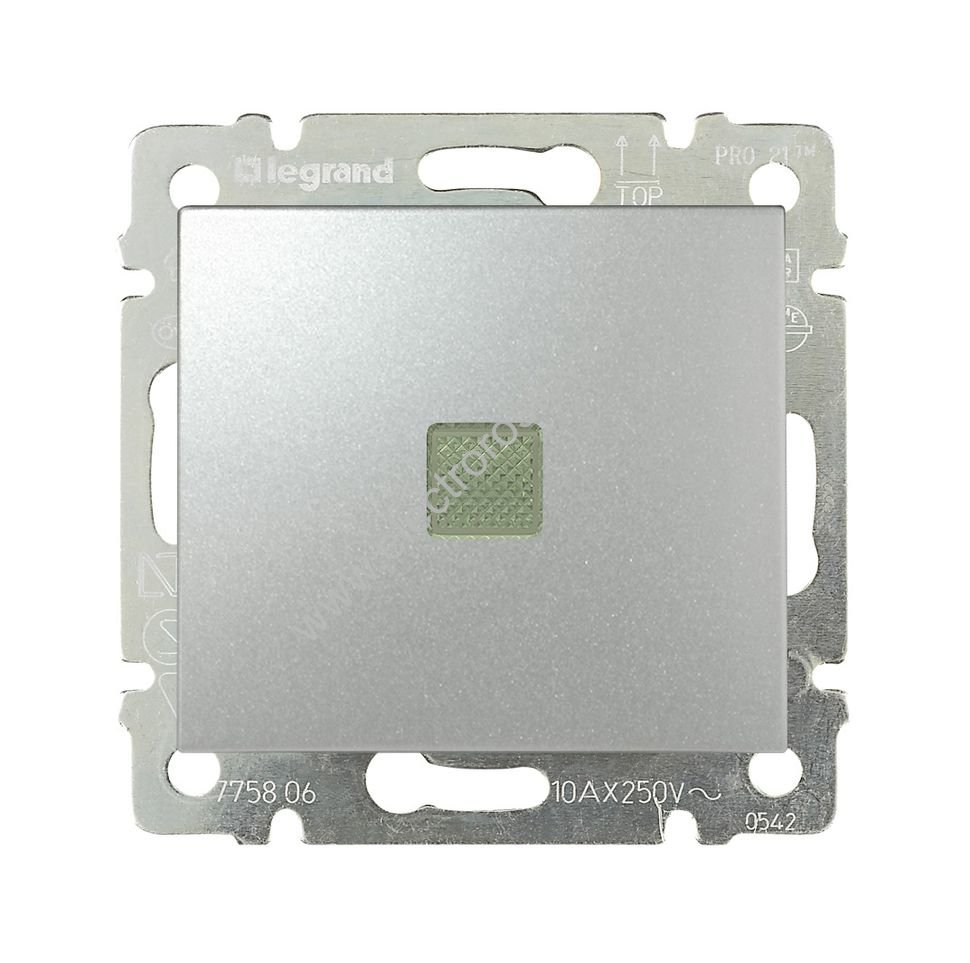 Valena Алюминий Переключатель 1-клавишный с подсветкой Legrand