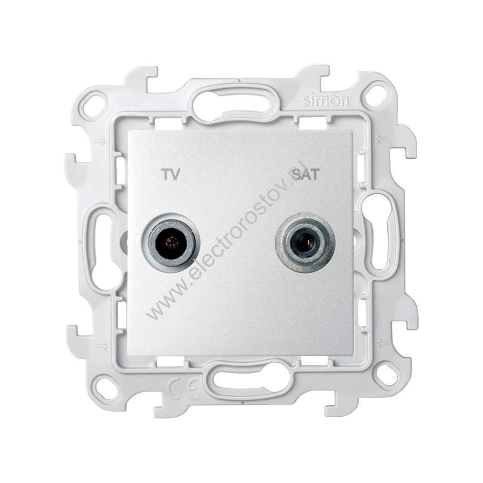 Simon 24 Алюминий Розетка TV-SAT проходная Simon
