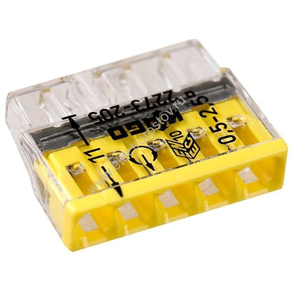 Клемма для одножильных проводников 5х0,5-2,5мм² WAGO