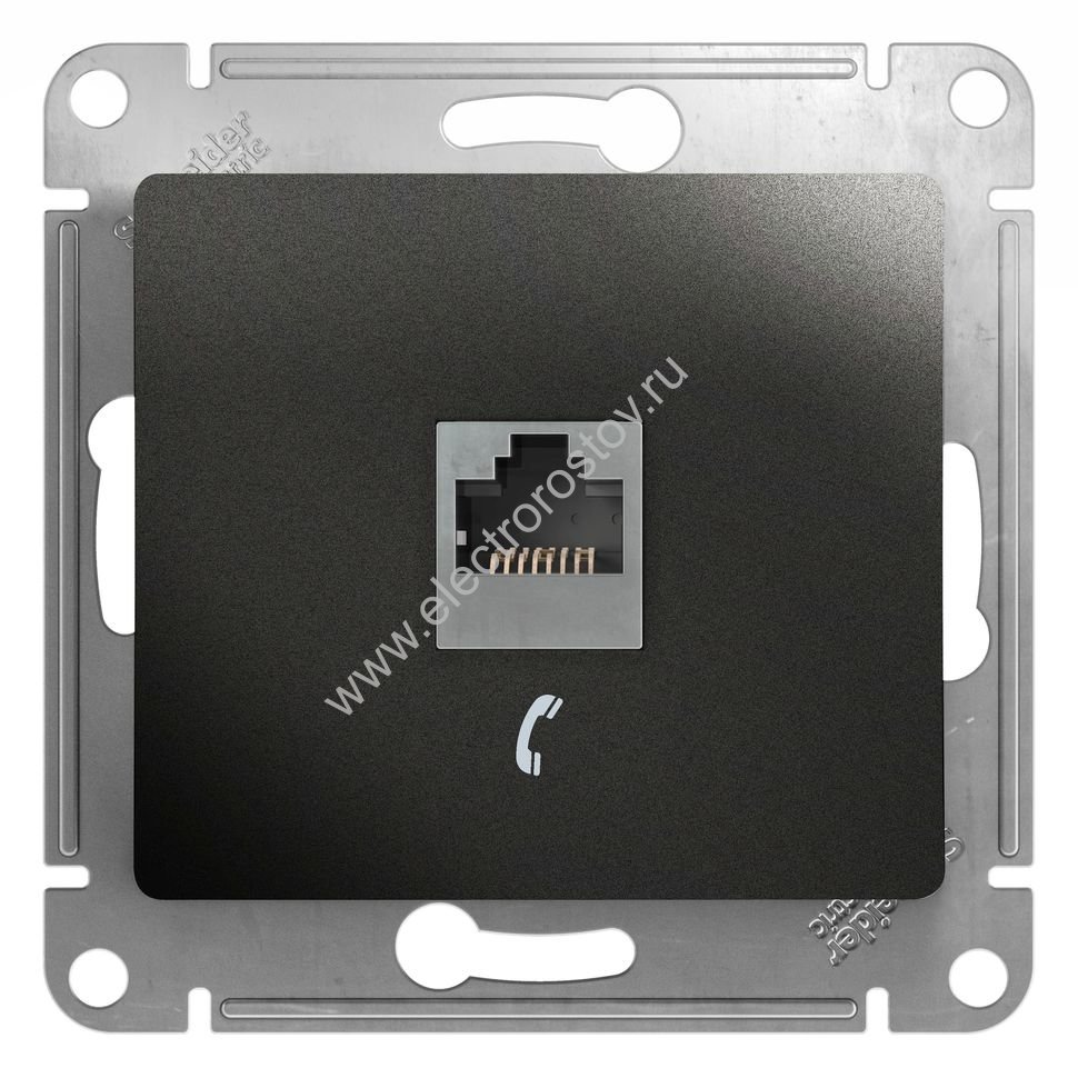 Glossa Антрацит Розетка телефонная RJ11 Schneider Electric