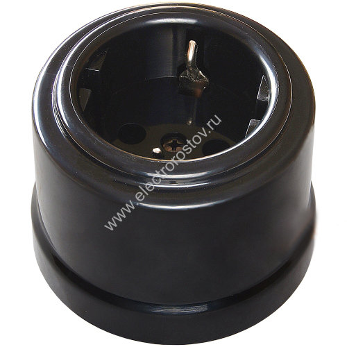 Лизетта Черный Розетка с заземлением, пластик Bironi