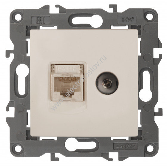 Elegance Слоновая кость Розетка компьютерная RJ-45 + TV ЭРА